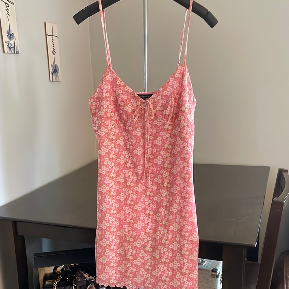 Forever 21 Pink Floral Dress with Spaghetti Straps